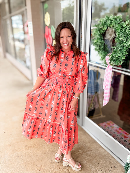 Coral Floral Dress