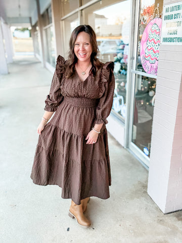 Mocha Meadow Midi Dress