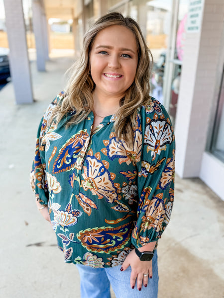 Autumn Garden Peasant Top: Plus