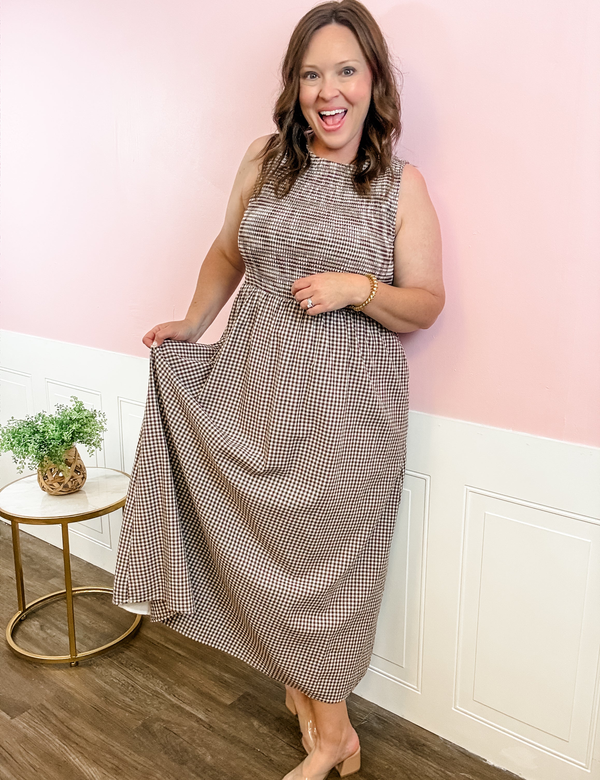 Gingham Grace Midi Dress