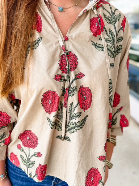 Taupe Floral Top