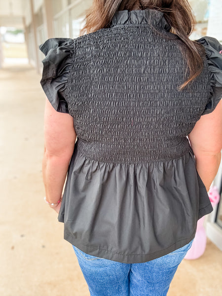 Midnight Charm Smocked Top