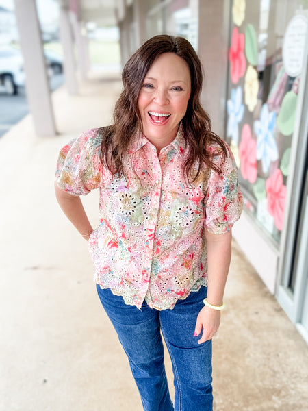 Pastel Eyelet Top