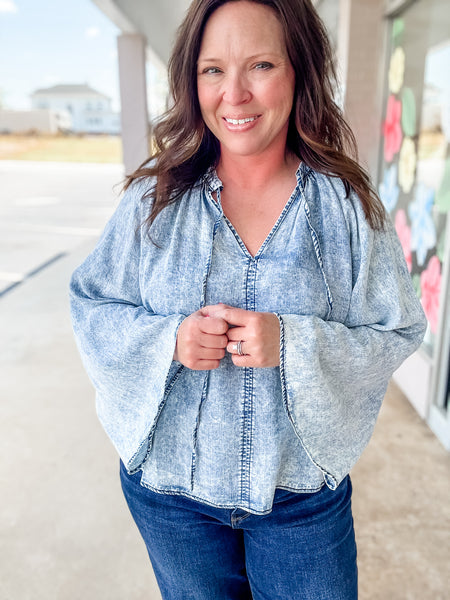 Chambray Long Sleeve Top