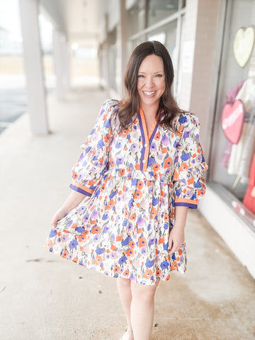 Orange & Purple Floral Dress