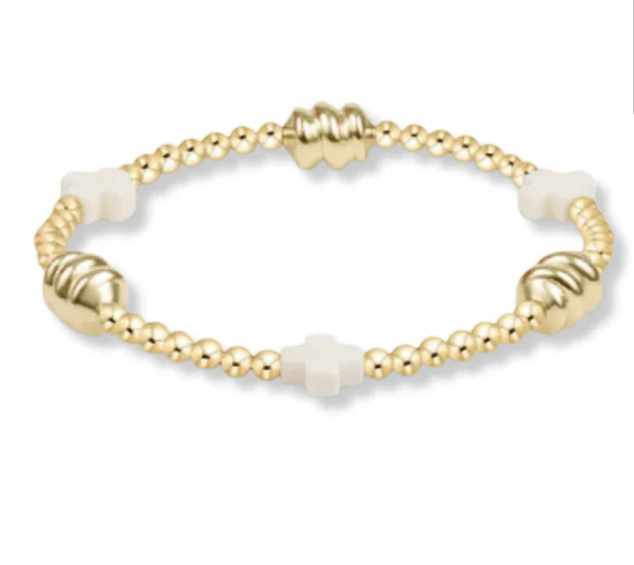 Enewton Signature Cross Admire Gold 3mm Bracelet: Off- White