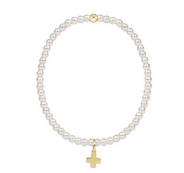 Enewton egirl Classic pearl 3mm- signature cross gold charm