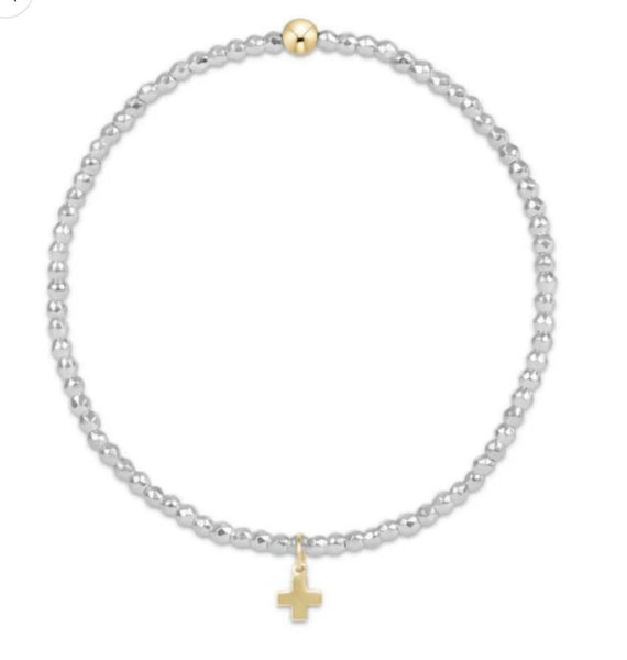 Enewton egirl bright silver hematite 2mm bead bracelet: SC gold charm