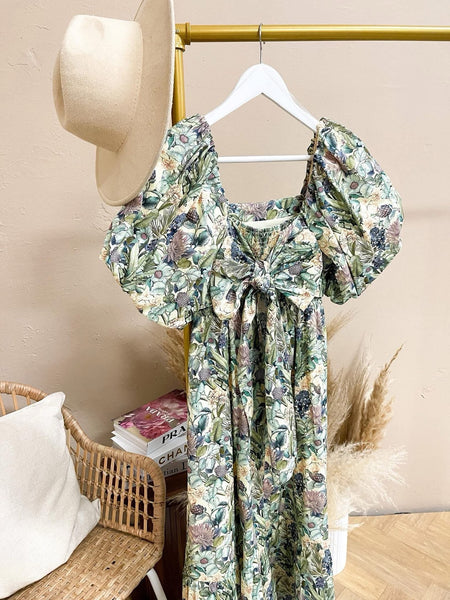 Mint Floral Bow Dress