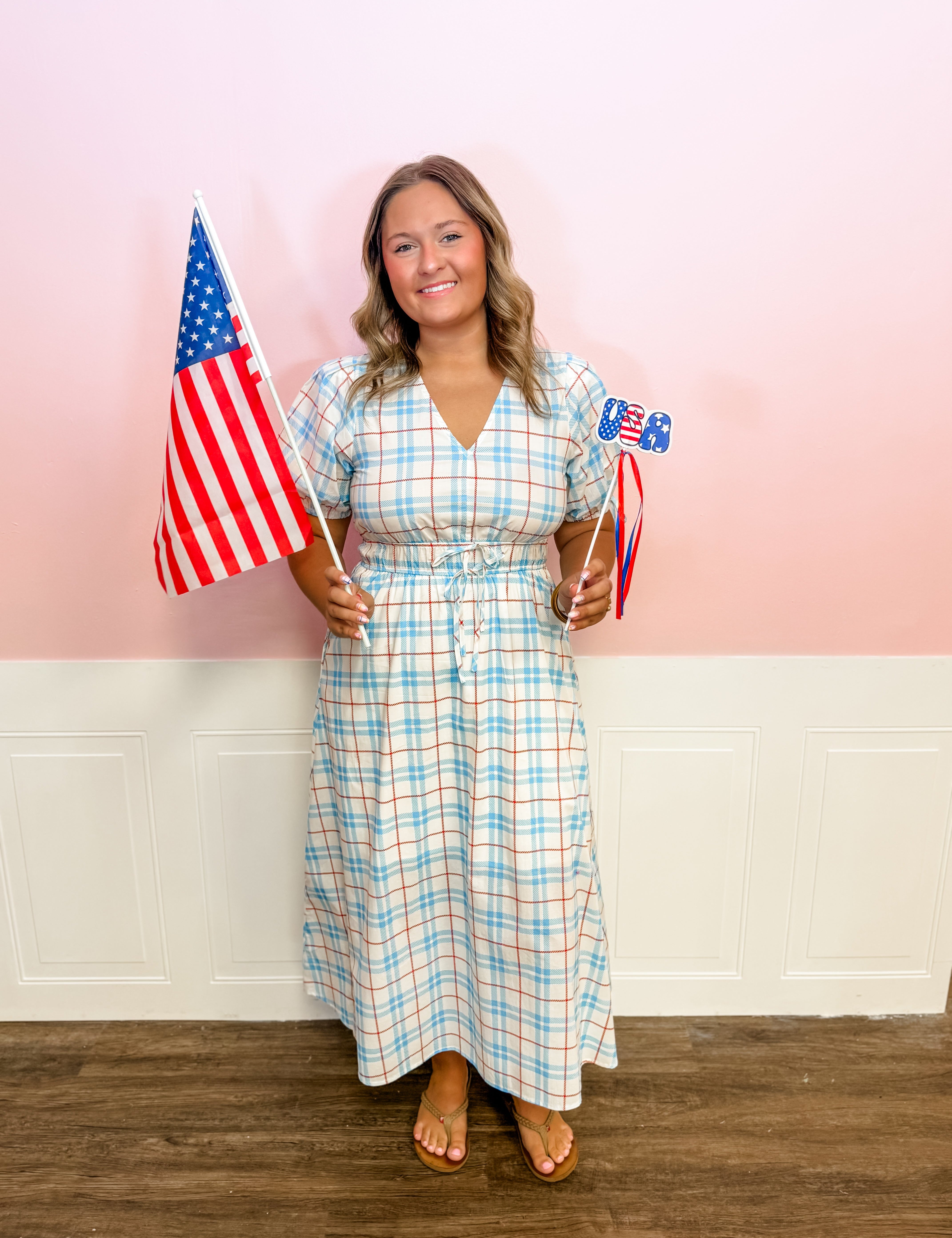 Americana Picnic Plaid Dress - Just a Small Town Girl