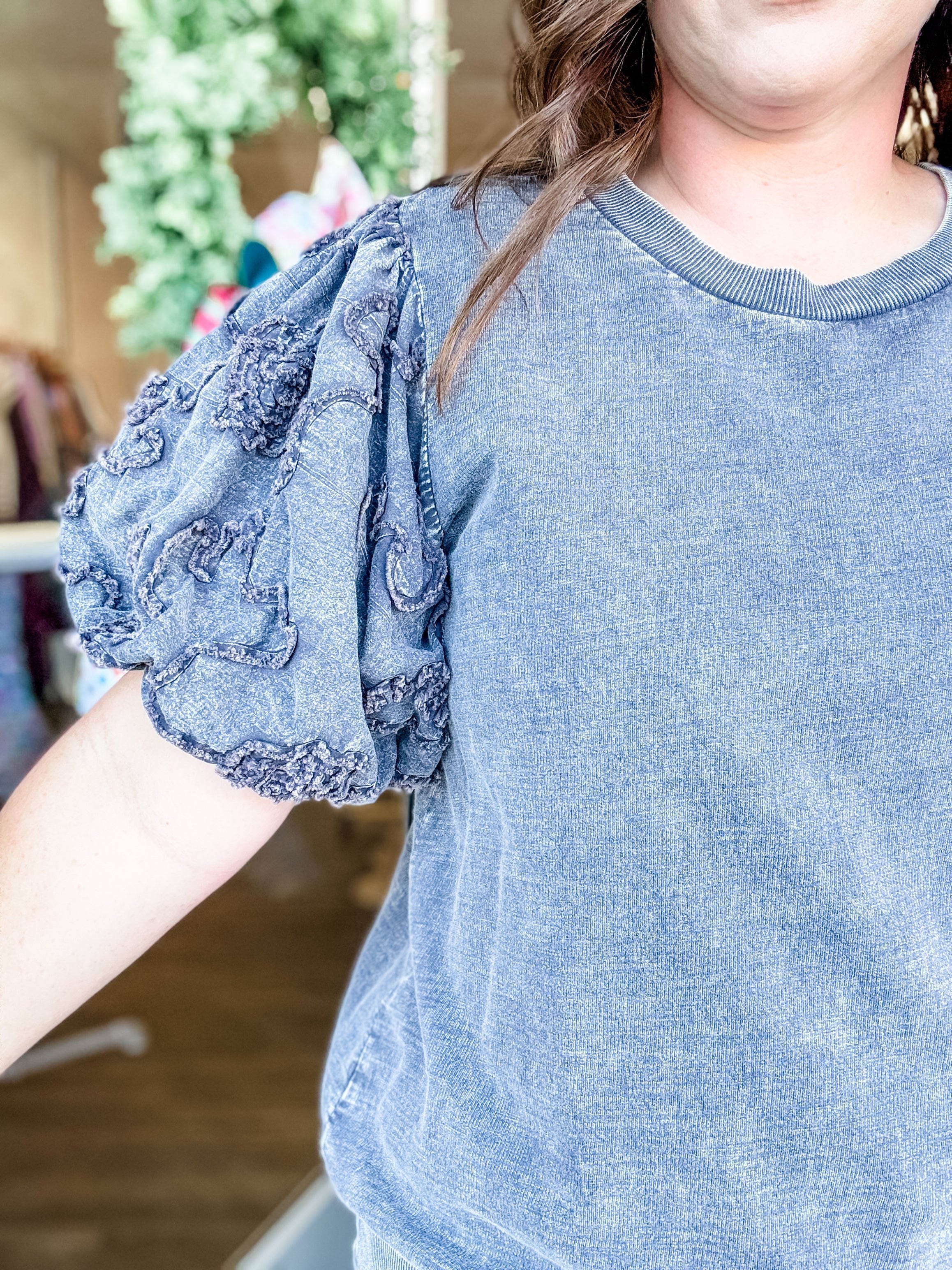 Ash Rosette Puff Sleeve Top - Just a Small Town Girl
