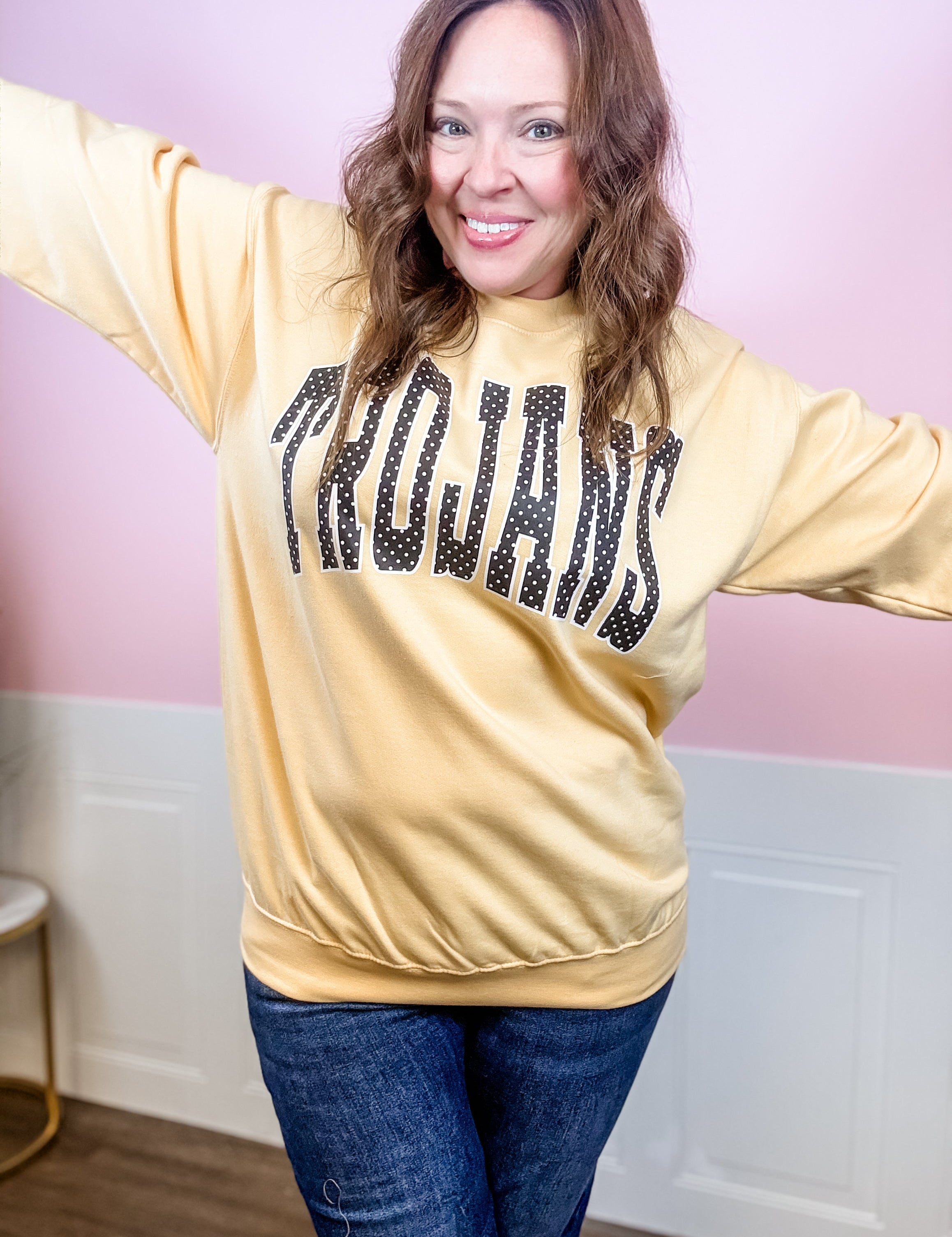 AU Polka Sweatshirt - Just a Small Town Girl