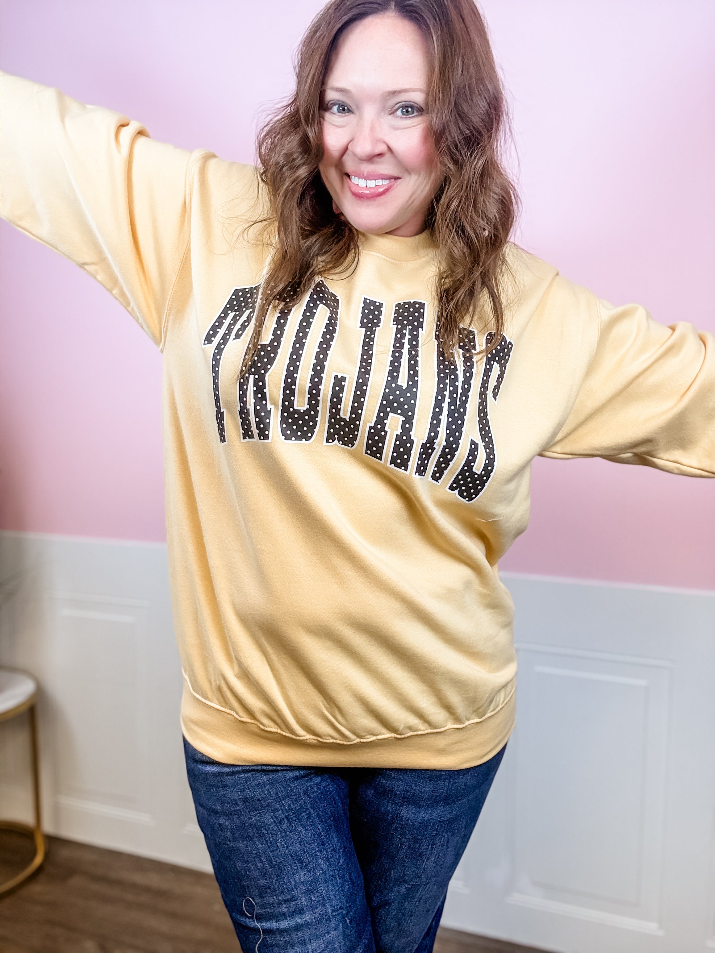 AU Polka Sweatshirt - Just a Small Town Girl