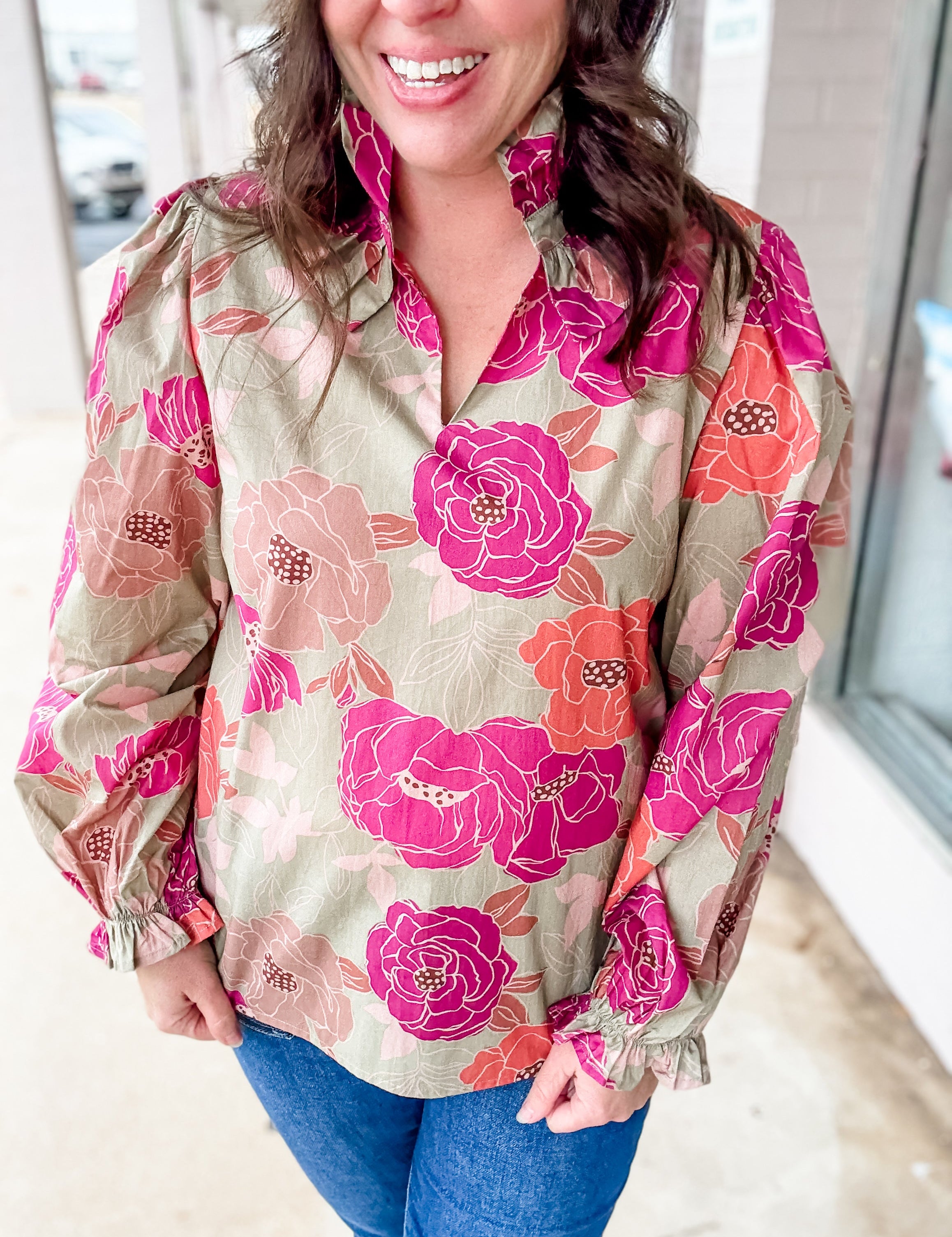 Autumn Bloom Collared Blouse - Just a Small Town Girl