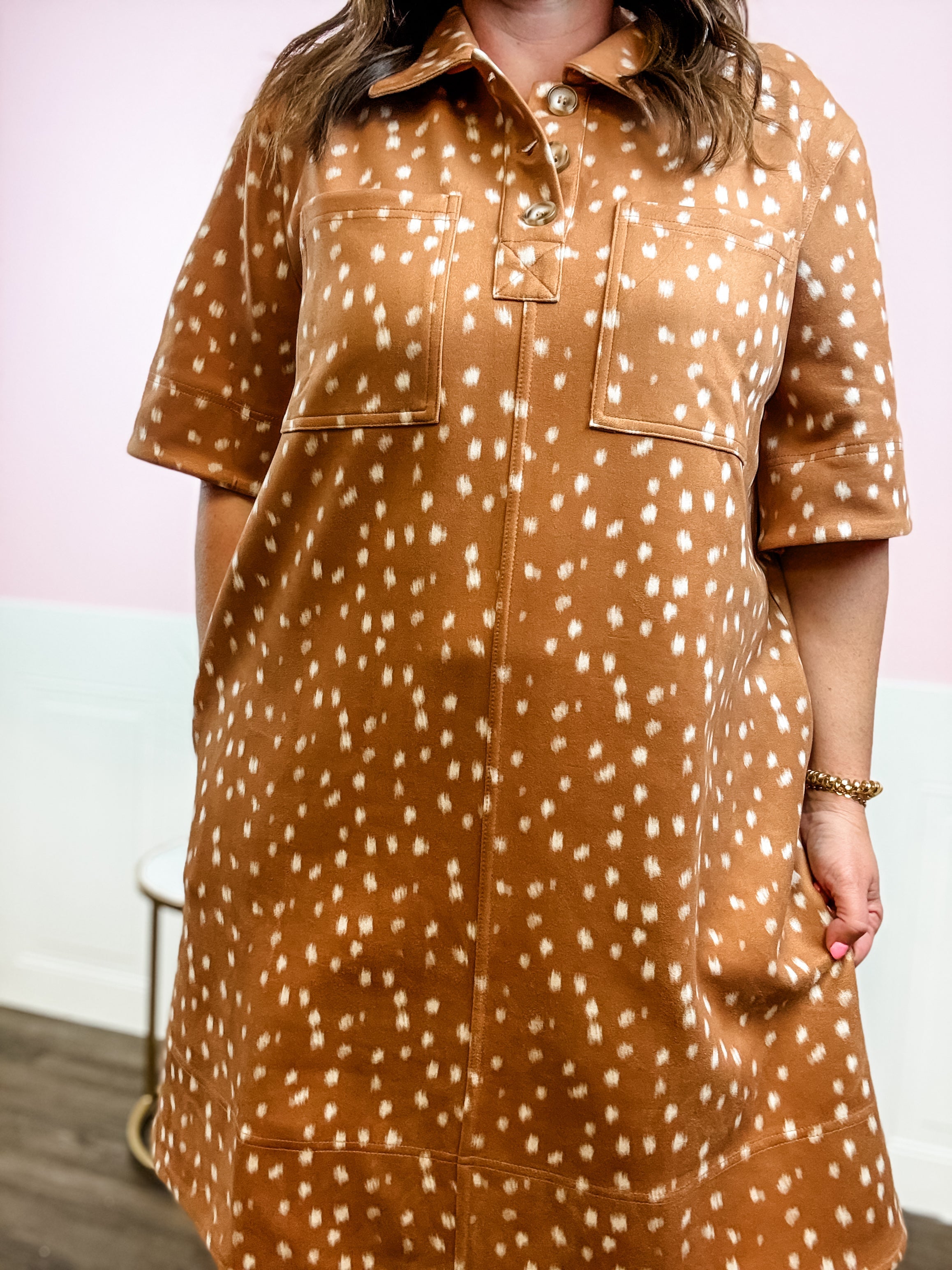 Bambi Spot Shirt Dress - Just a Small Town Girl