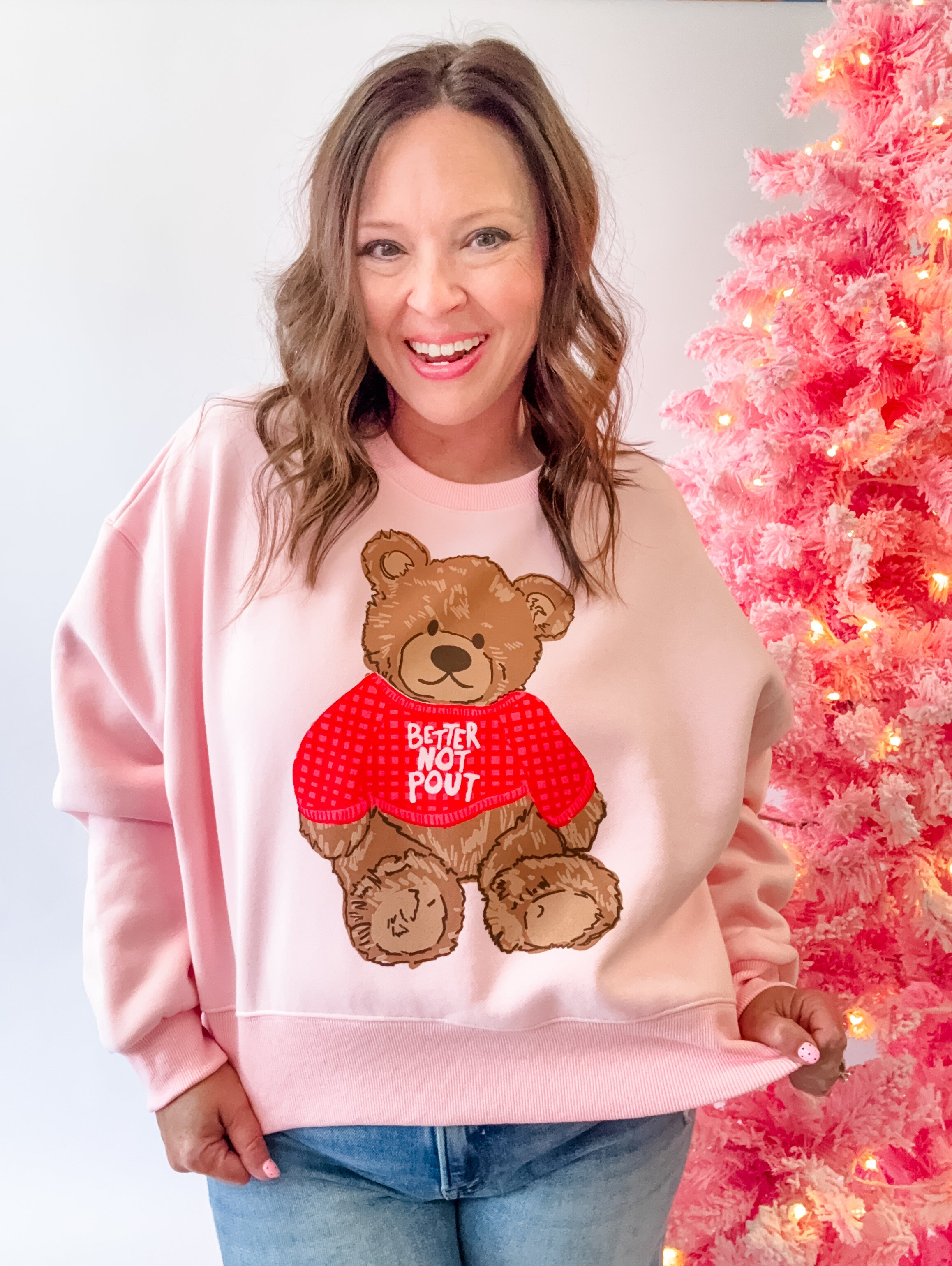 Better Not Pout Teddy Sweatshirt - Just a Small Town Girl