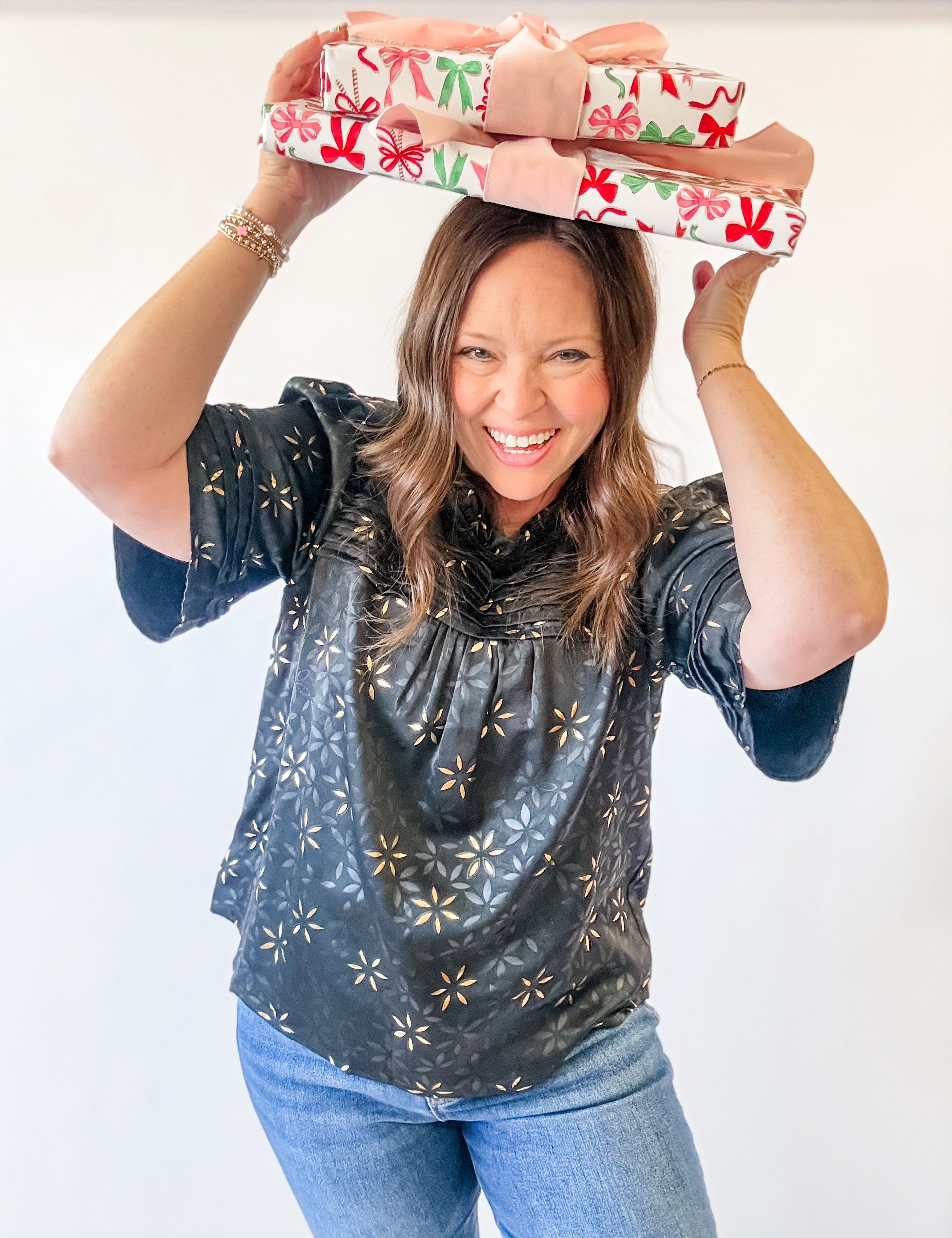 Black and Gold Satin Flutter Sleeve Top - Just a Small Town Girl