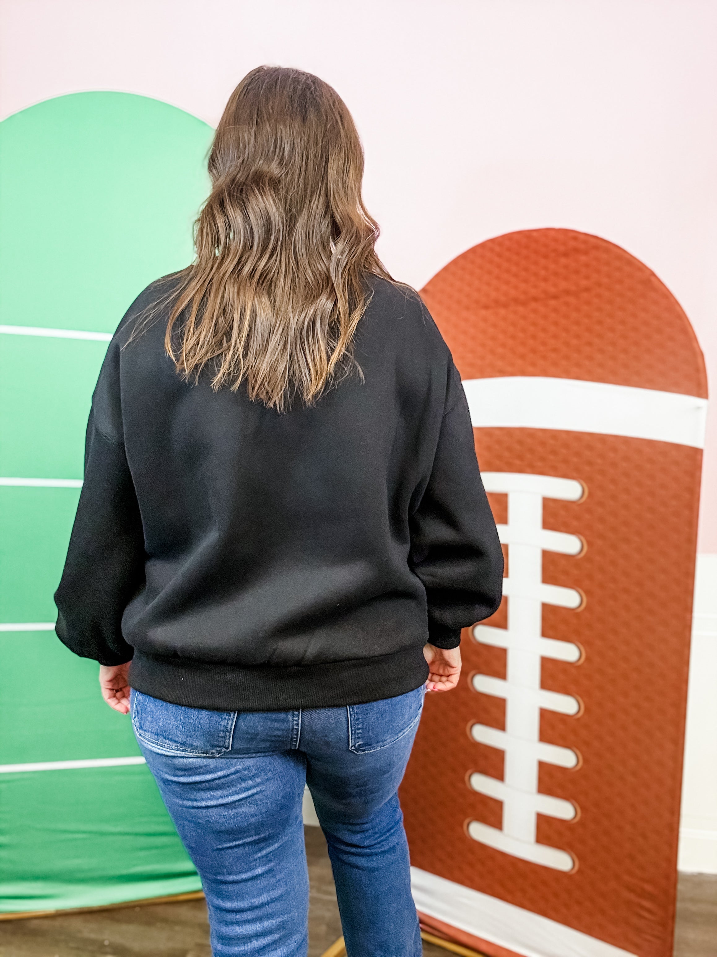 Black Gameday Varsity Sweatshirt - Just a Small Town Girl