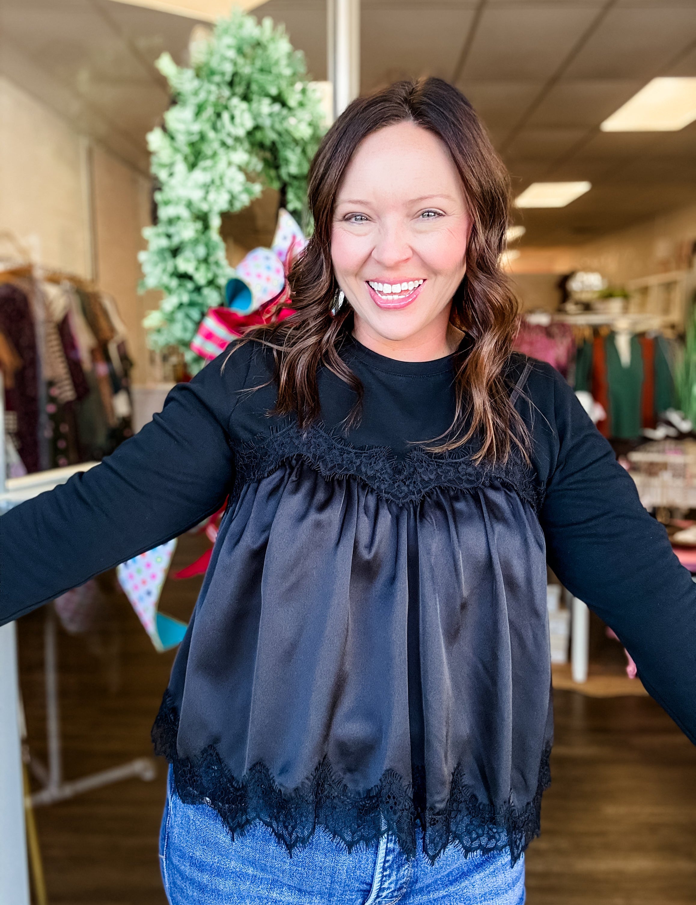 Black Lace Cami Top - Just a Small Town Girl
