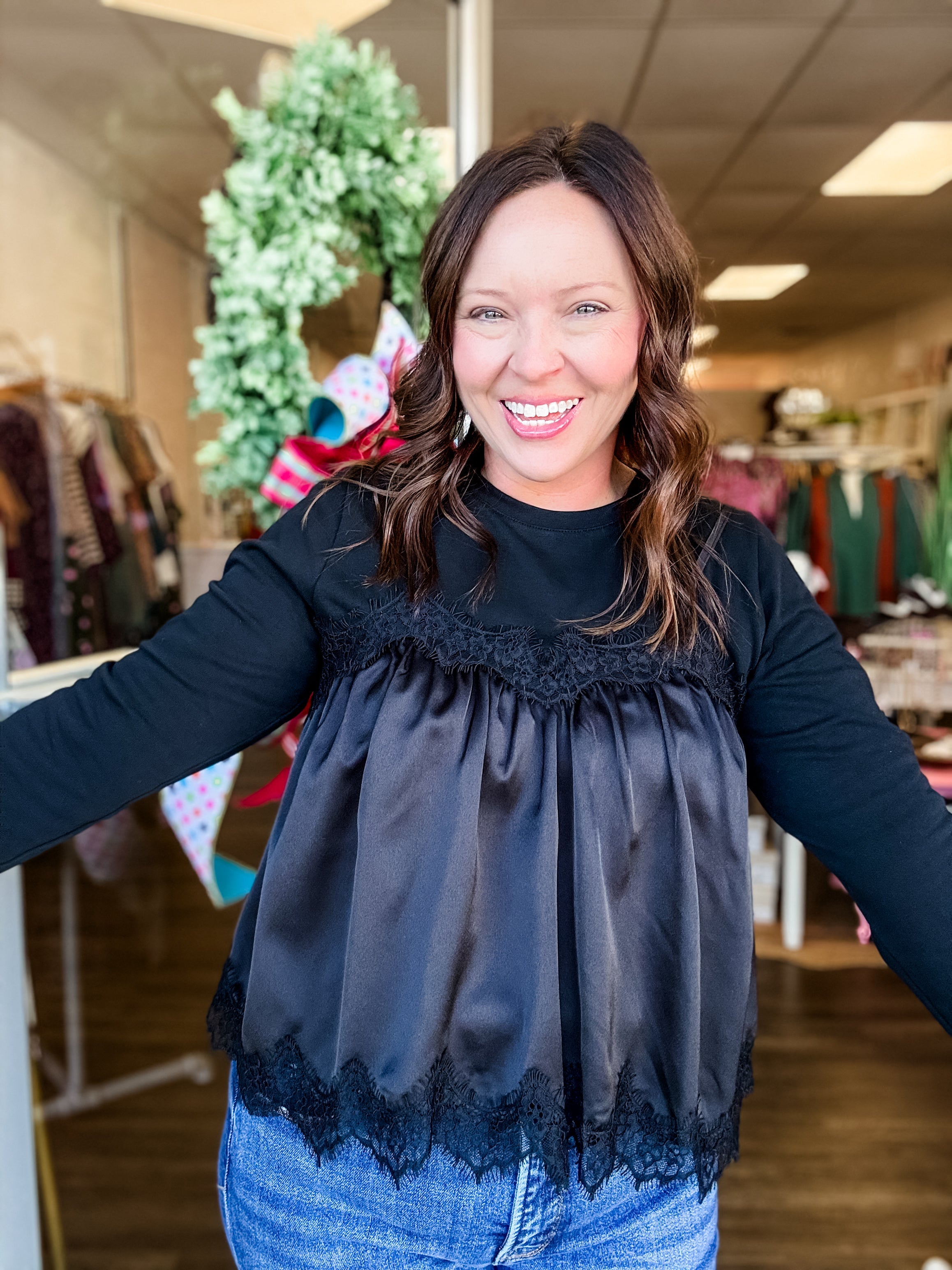 Black Lace Cami Top - Just a Small Town Girl