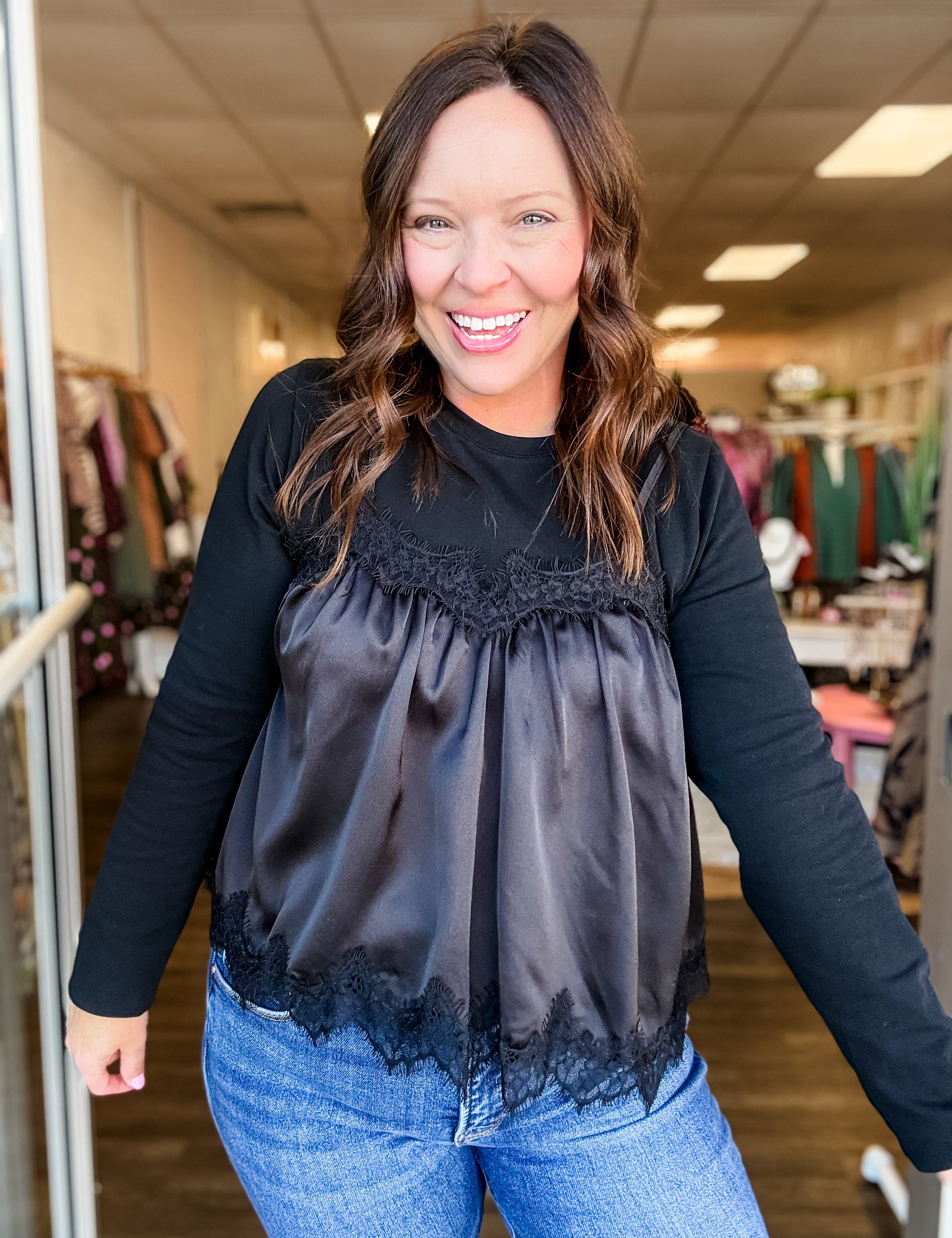 Black Lace Cami Top - Just a Small Town Girl