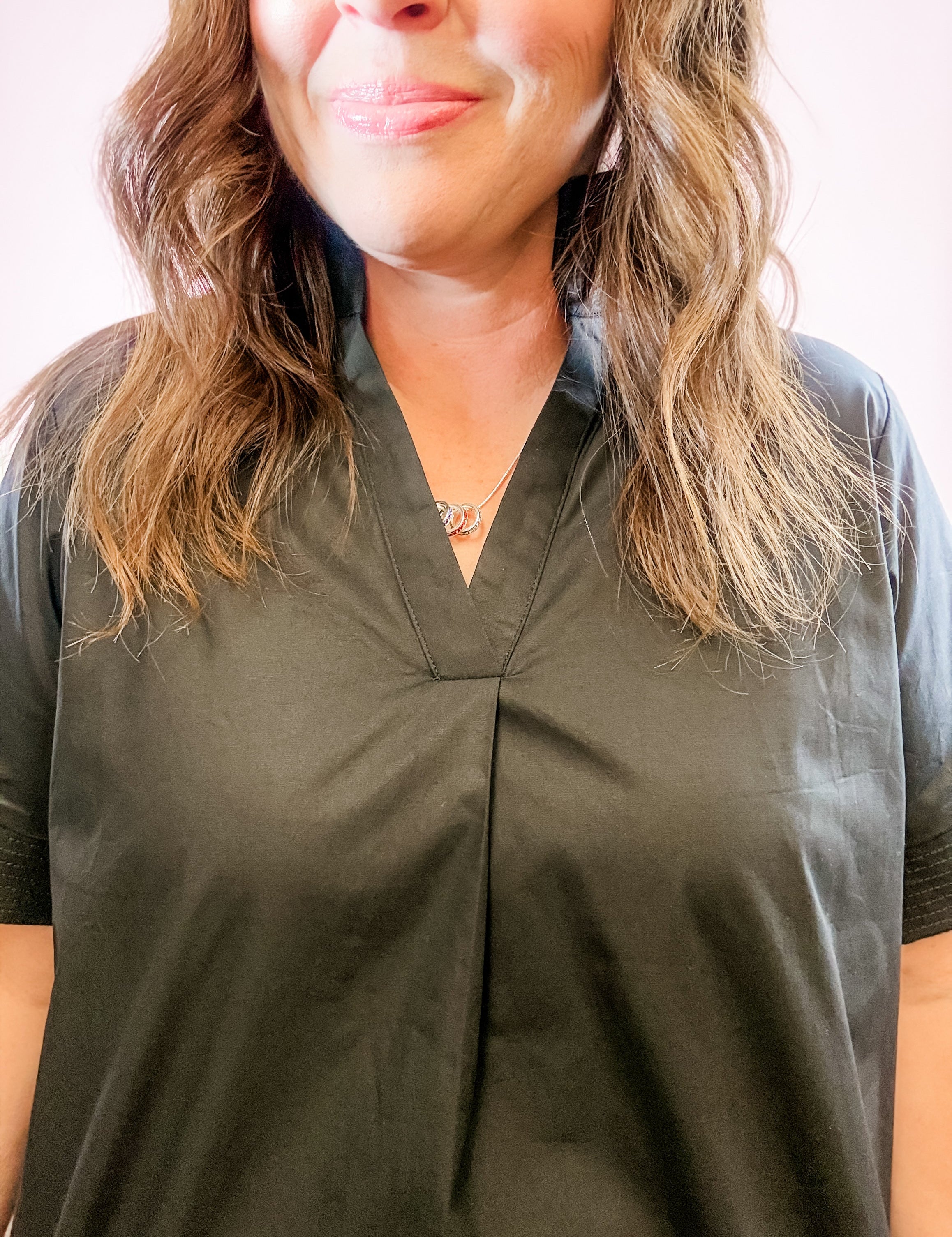 Black V-Neck Pintuck Sleeve Top - Just a Small Town Girl