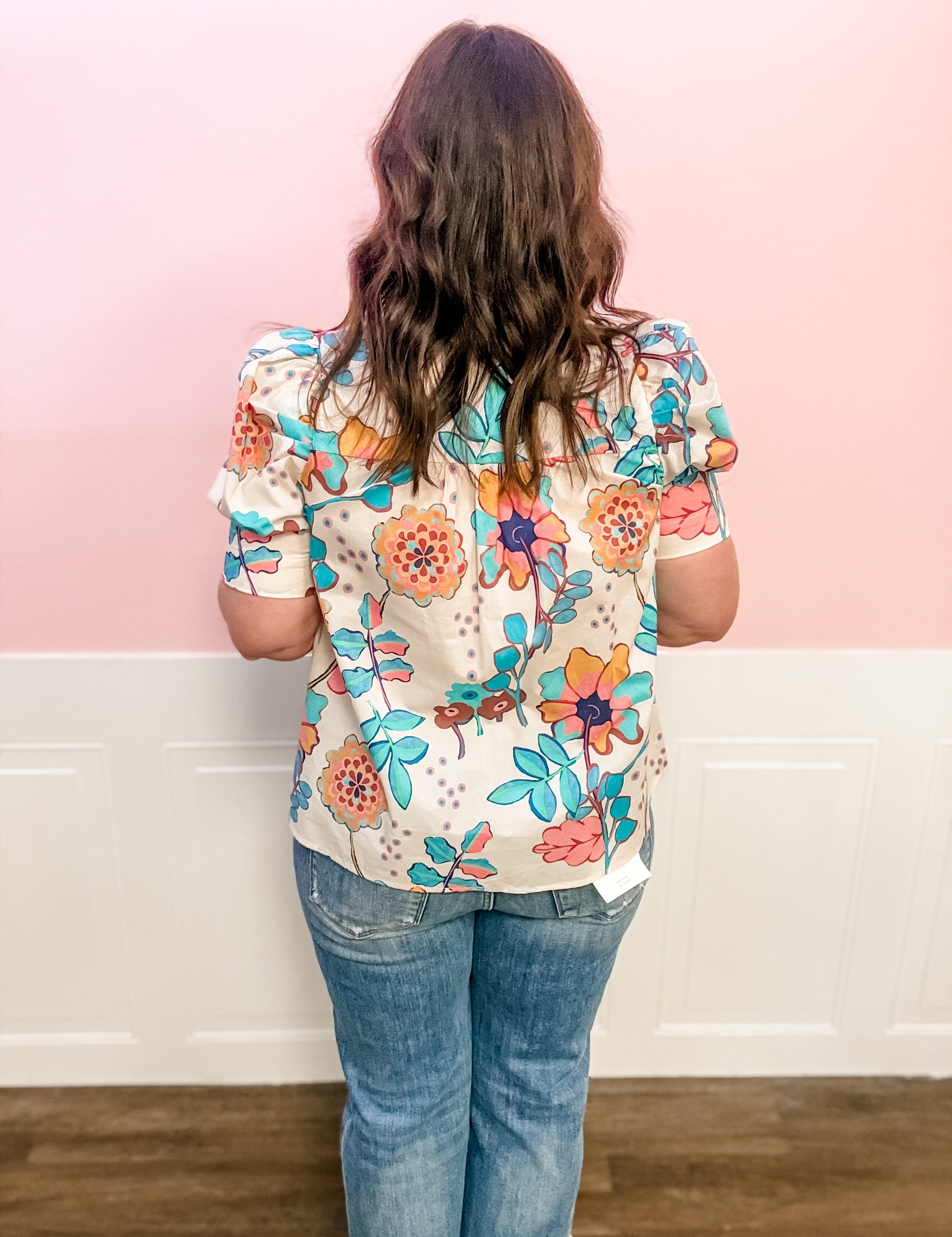 Bloom & Go Floral Button - Up Top - Just a Small Town Girl