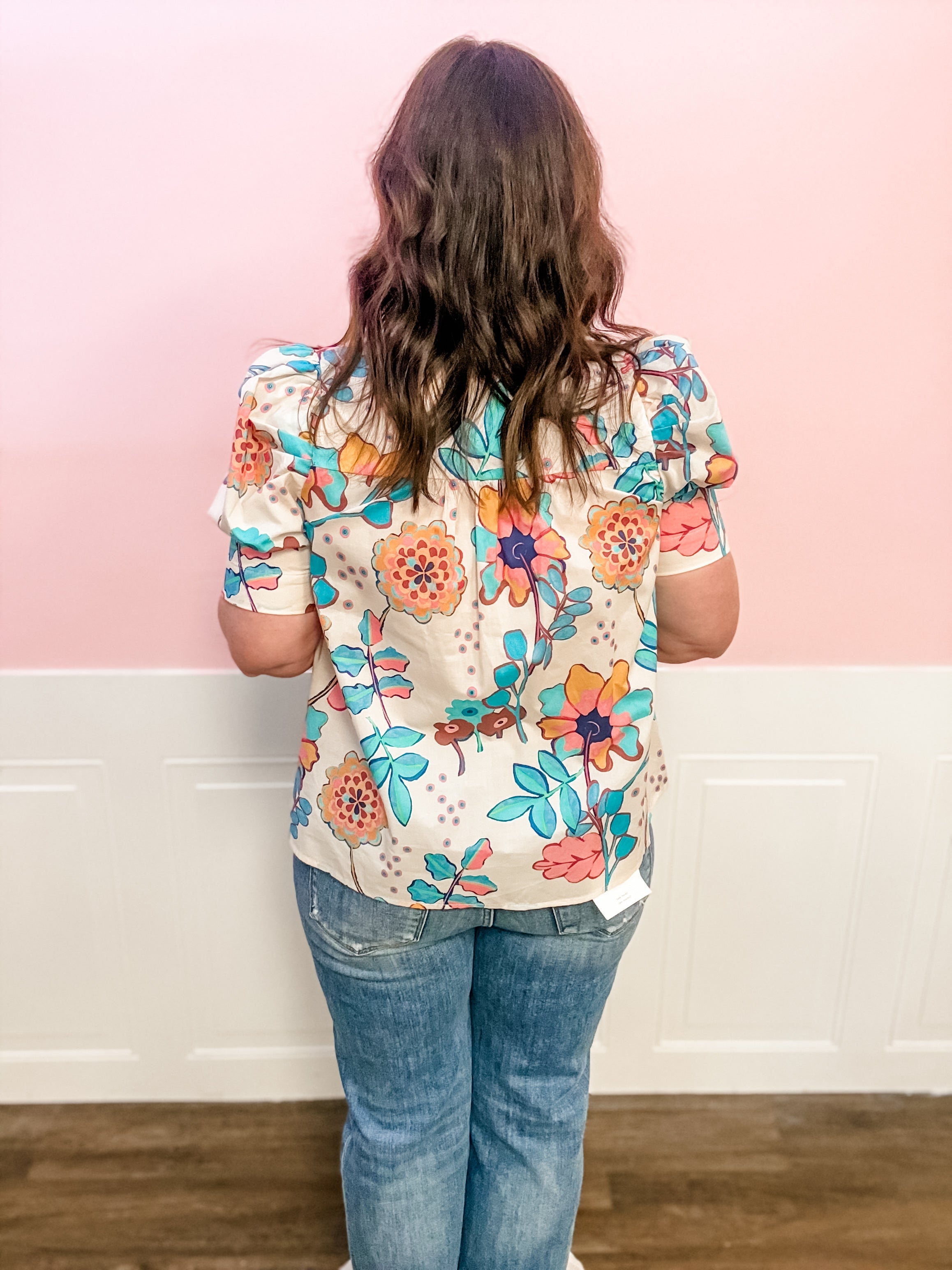 Bloom & Go Floral Button - Up Top - Just a Small Town Girl