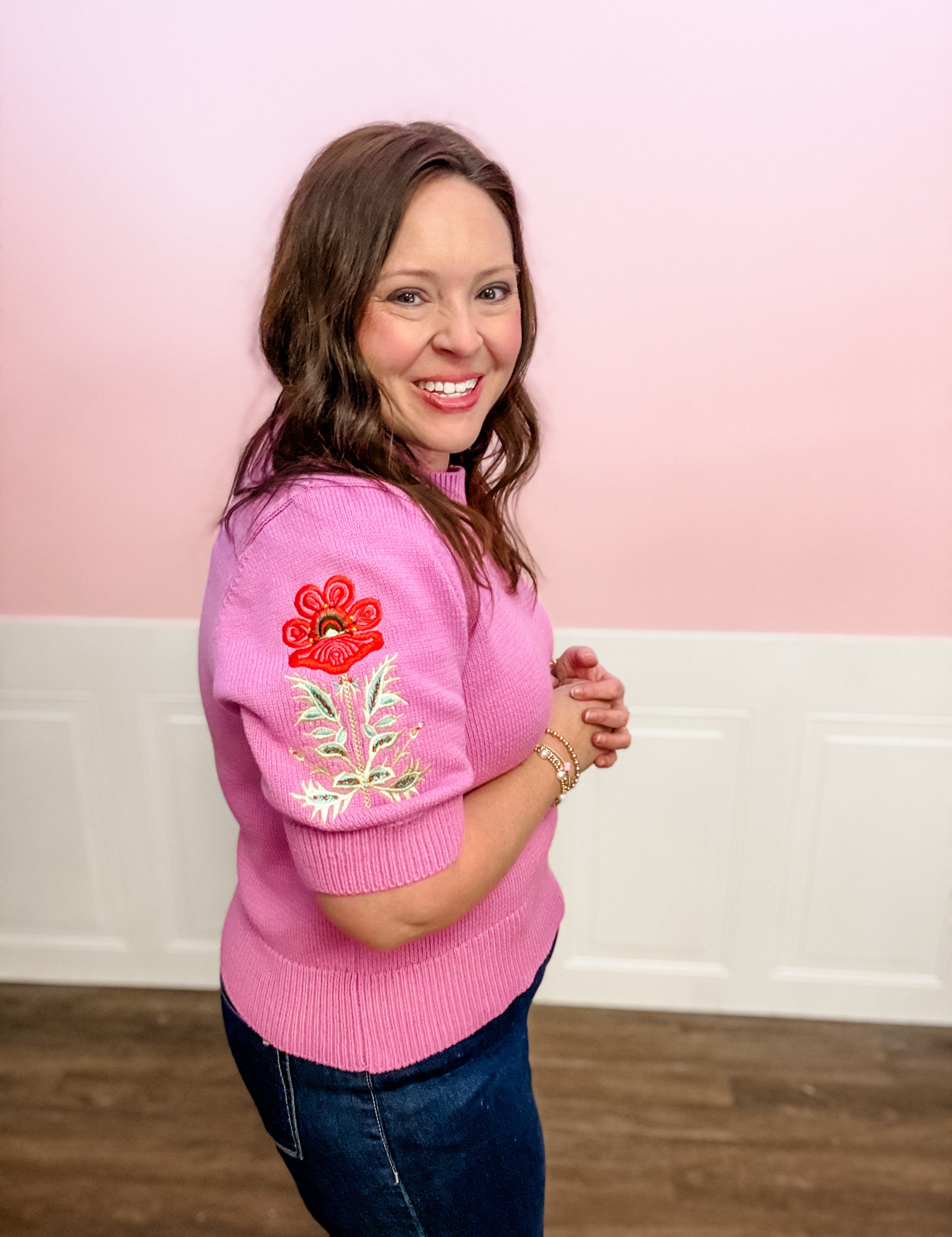 Blooming Grace Embroidered Knit Top - Just a Small Town Girl