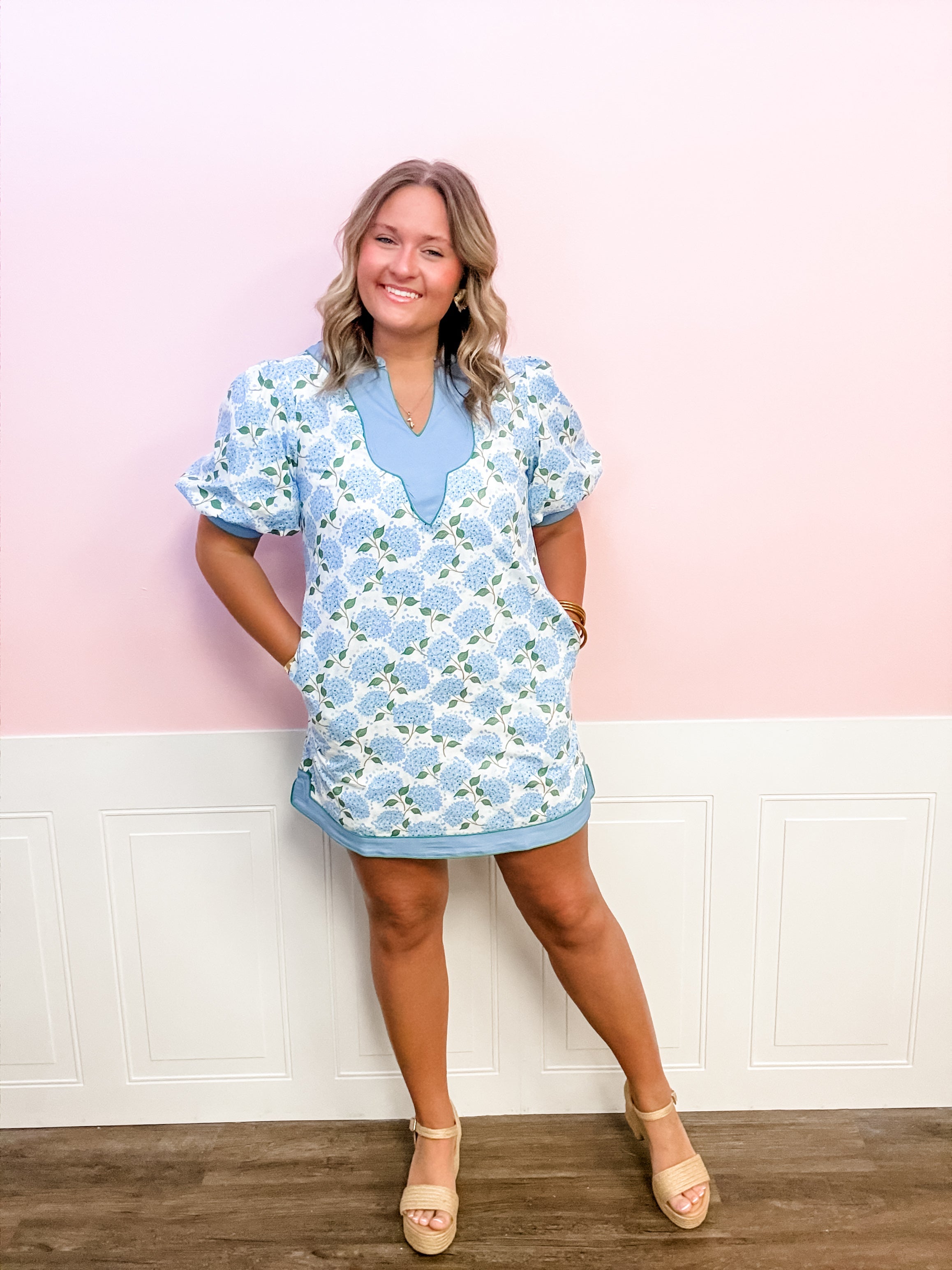 Blue Hydrangea Garden Dress - Just a Small Town Girl