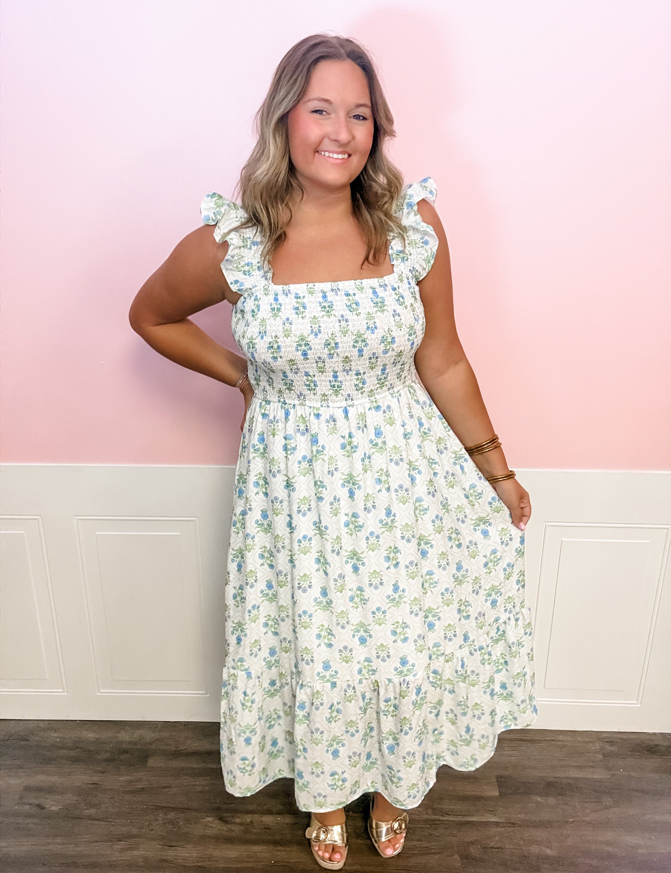 Blue Meadow Bloom Dress - Just a Small Town Girl