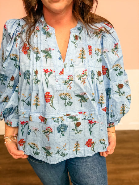 Blue Meadow Garden Top - Just a Small Town Girl
