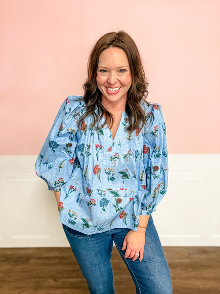 Blue Meadow Garden Top - Just a Small Town Girl
