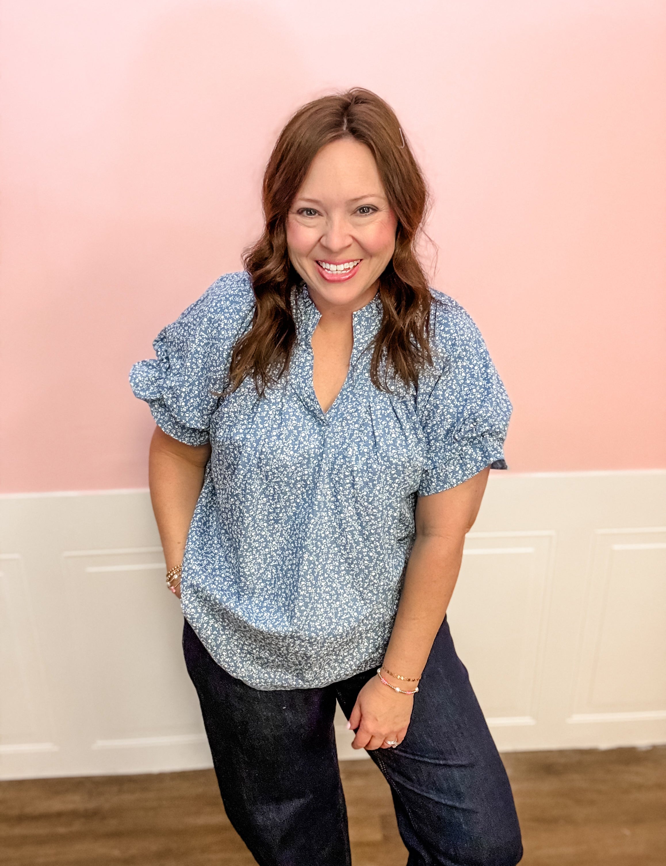 Blue Skies Bloom Top - Just a Small Town Girl