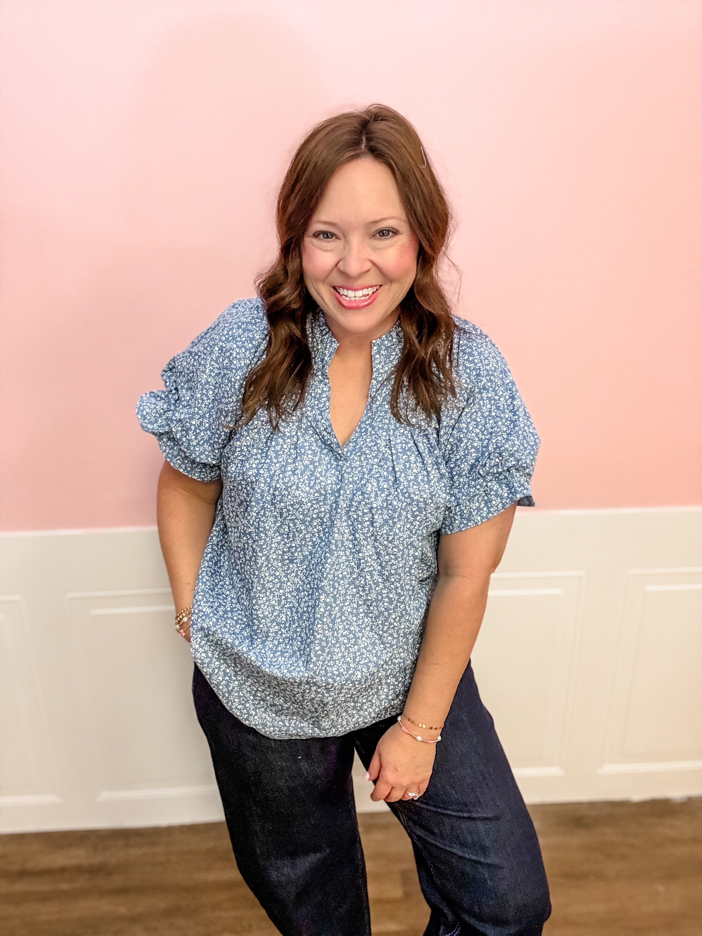 Blue Skies Bloom Top - Just a Small Town Girl