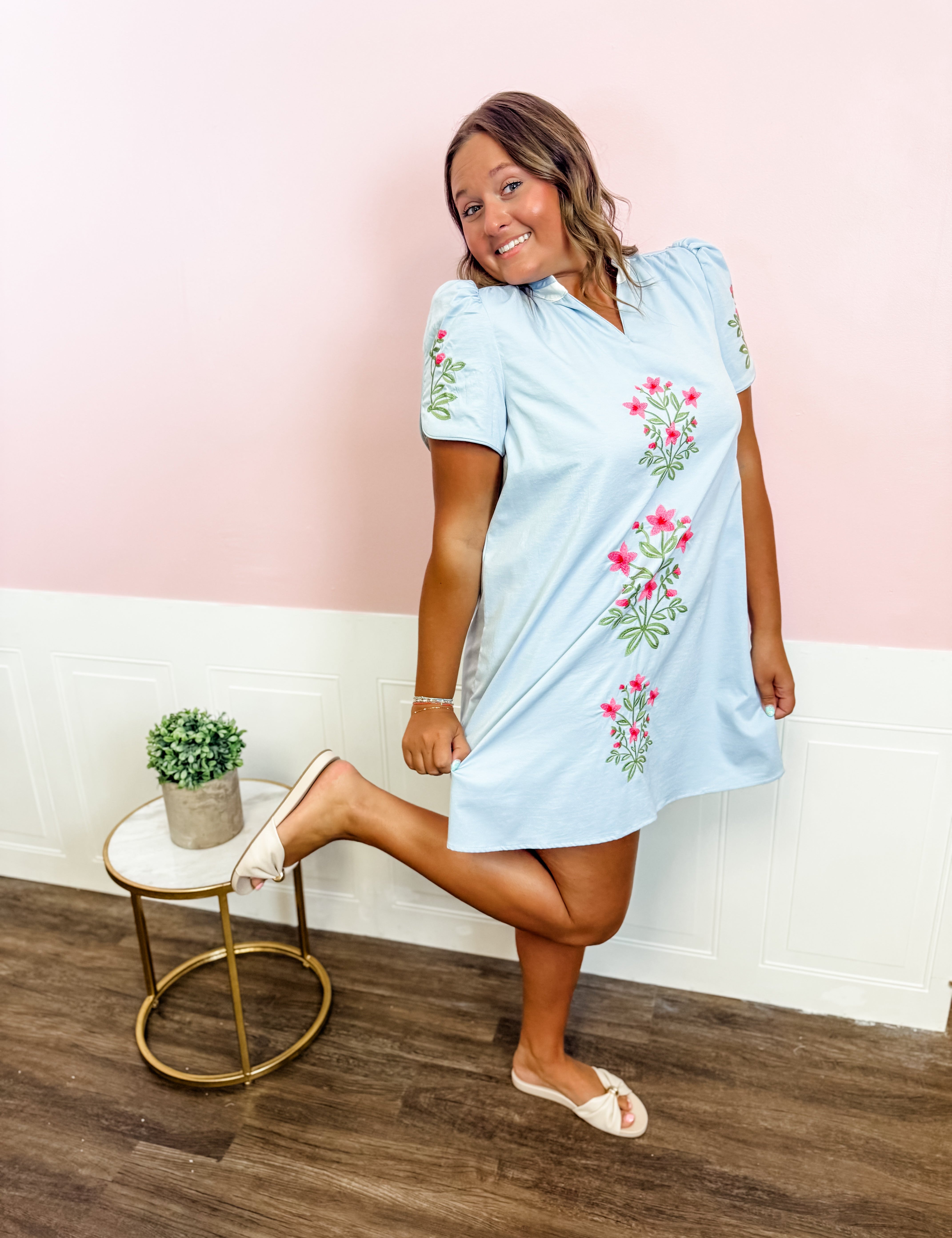 Blue Skies & Blossoms Dress - Just a Small Town Girl