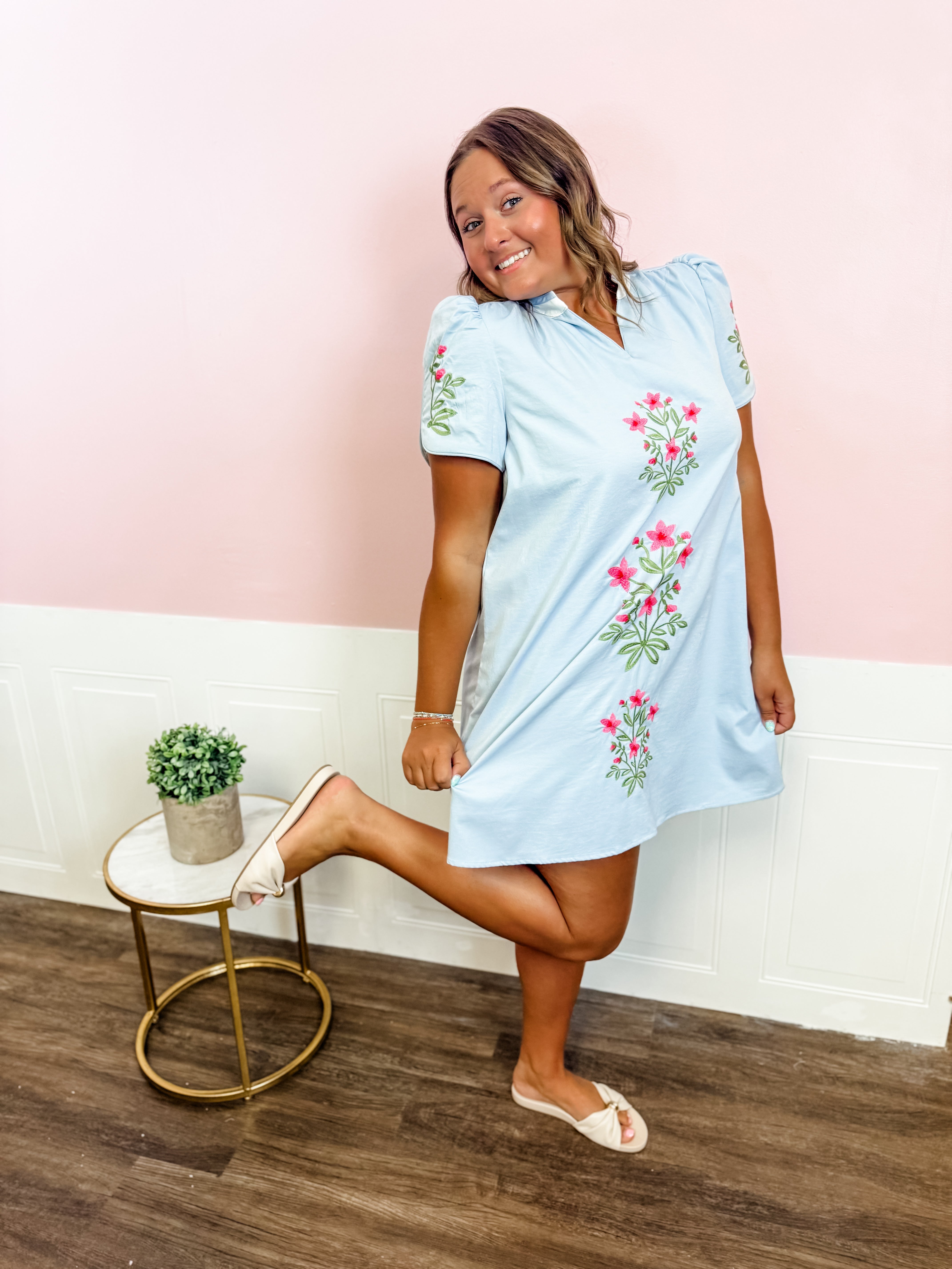 Blue Skies & Blossoms Dress - Just a Small Town Girl