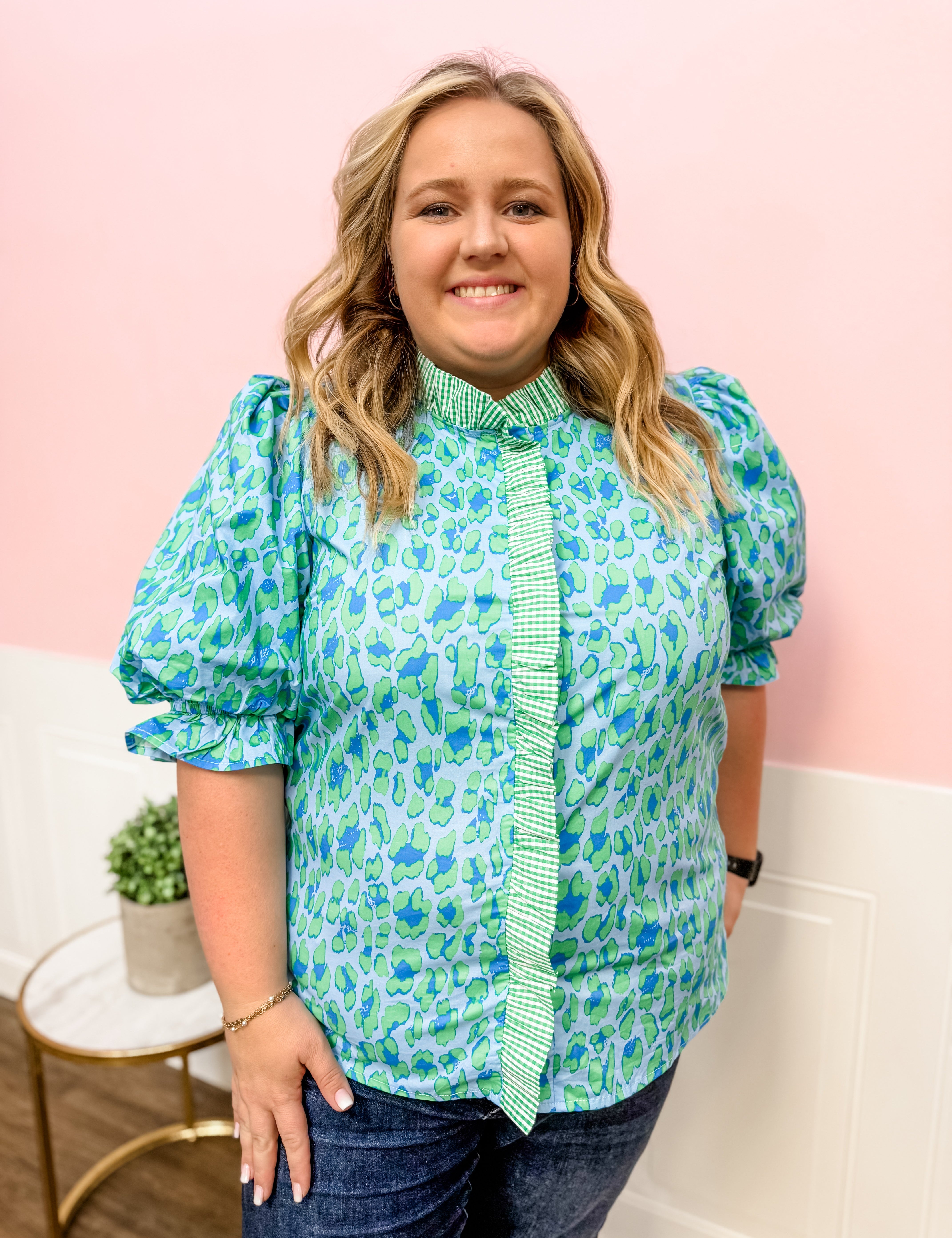 Blue Skies & Clover Top: Plus Size - Just a Small Town Girl