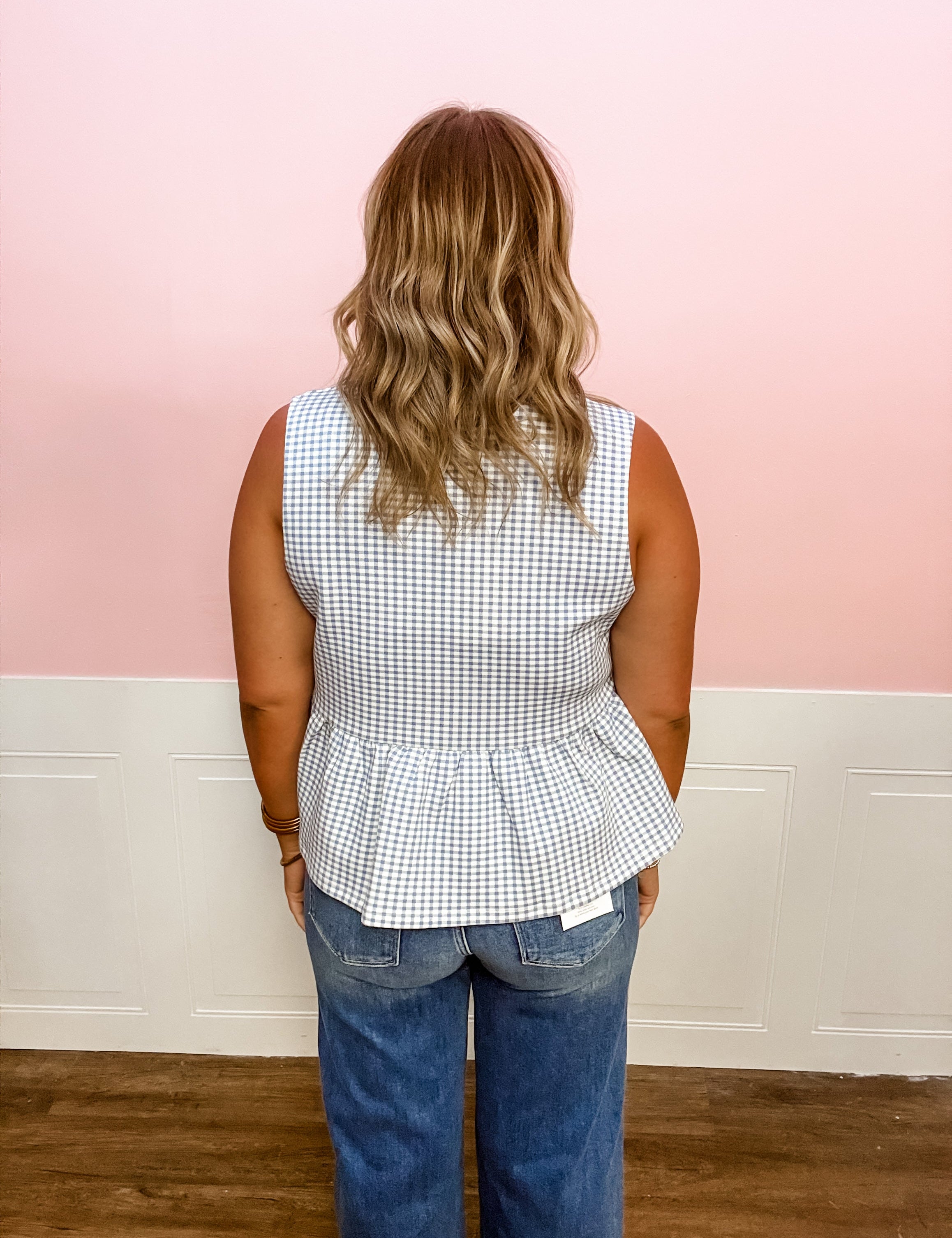 Blue Skies Gingham Peplum Top - Just a Small Town Girl