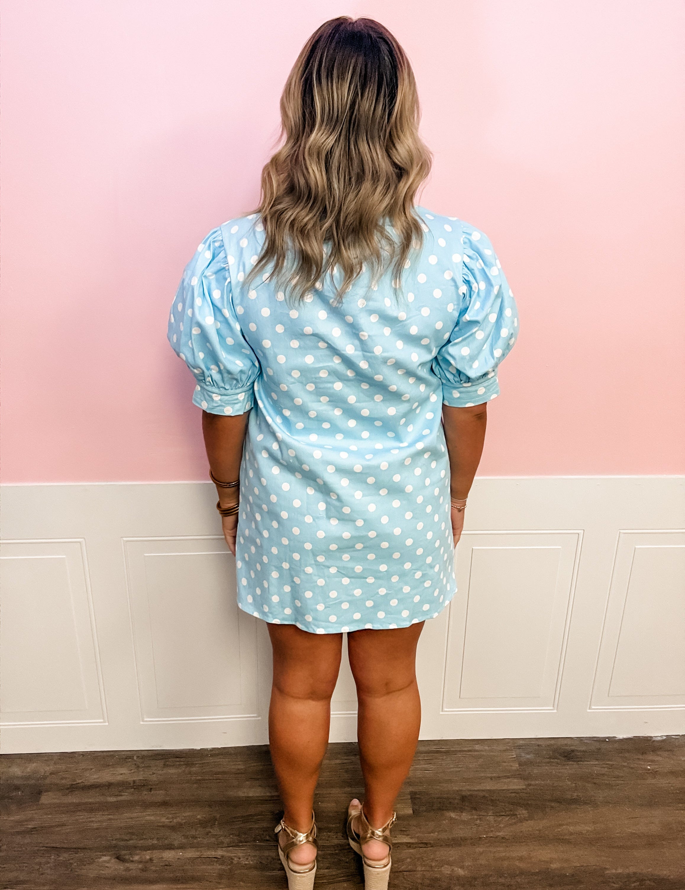 Blue Skies & Polka Dots Dress - Just a Small Town Girl