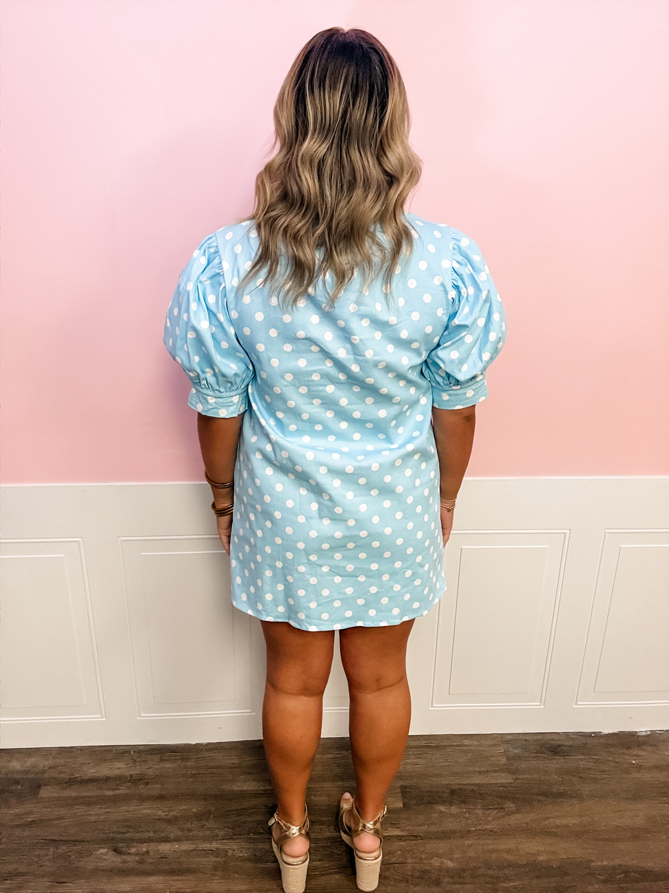 Blue Skies & Polka Dots Dress - Just a Small Town Girl