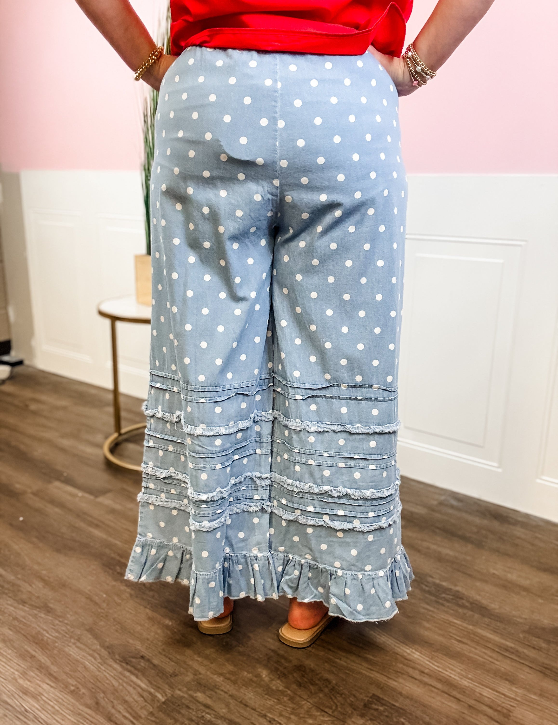 Blue Skies & Polka Dots Pants - Just a Small Town Girl