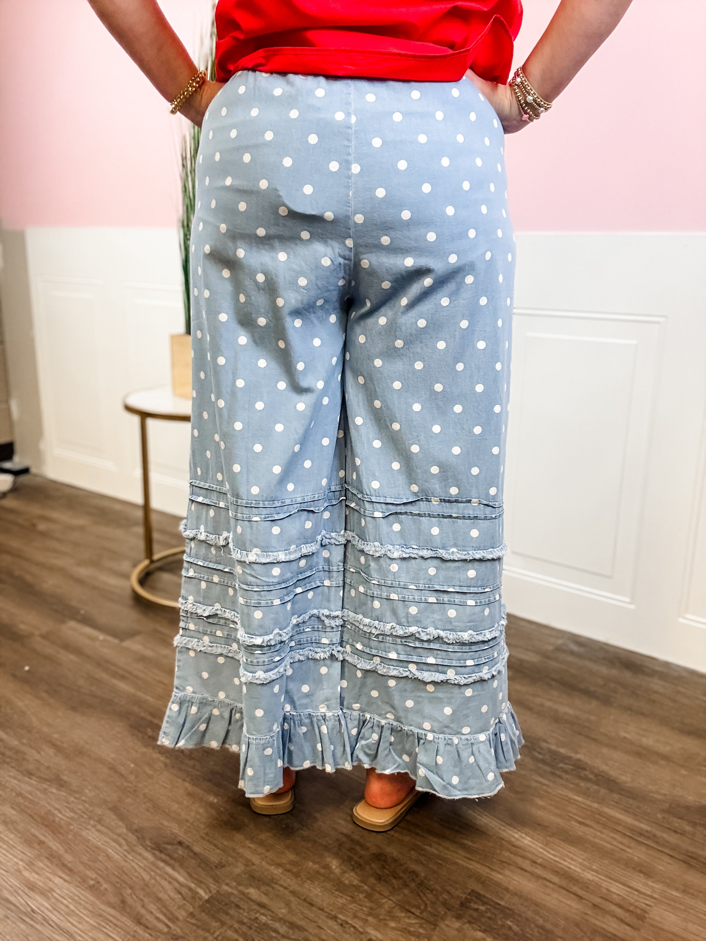 Blue Skies & Polka Dots Pants - Just a Small Town Girl