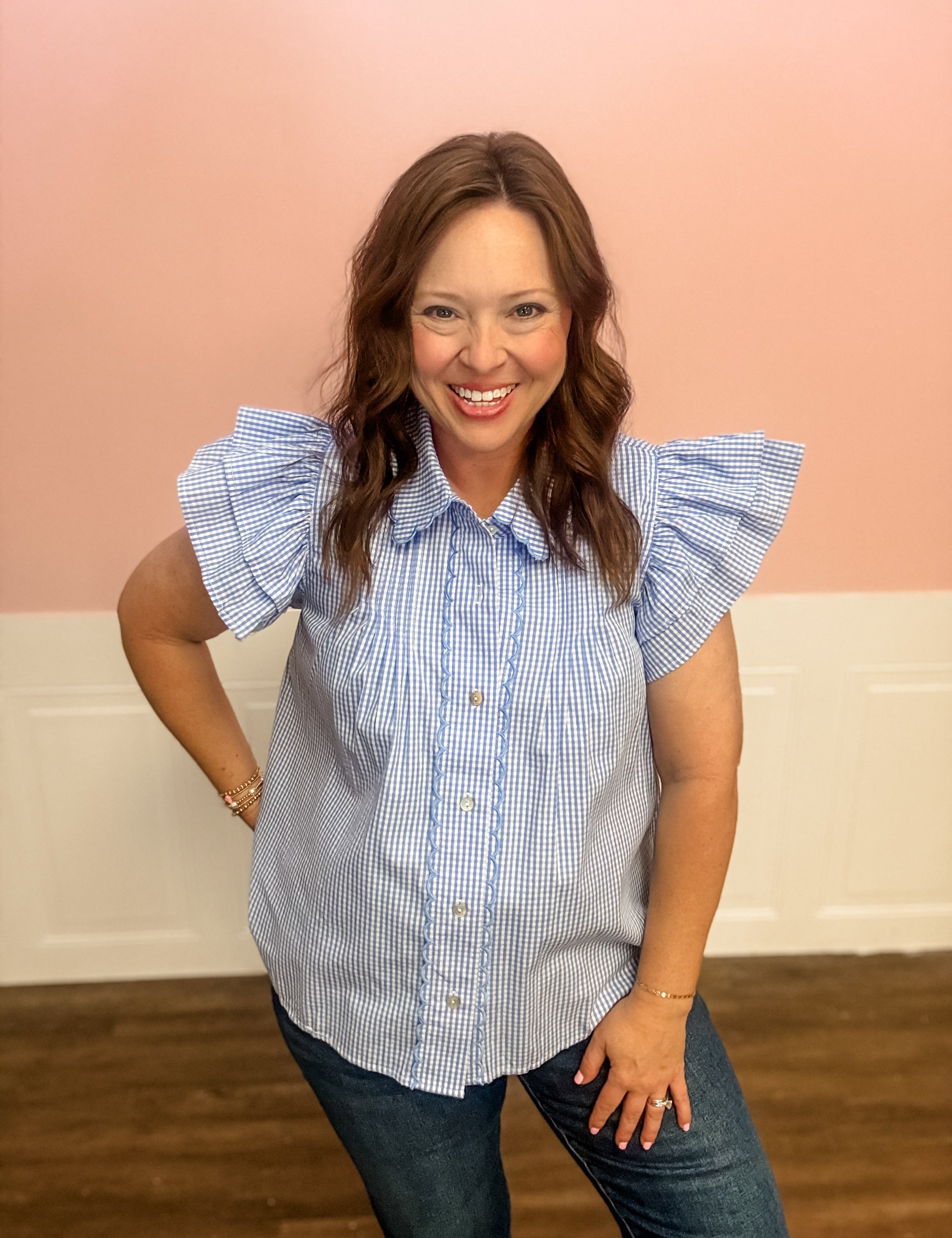 Bluebell Charm Gingham Top - Just a Small Town Girl