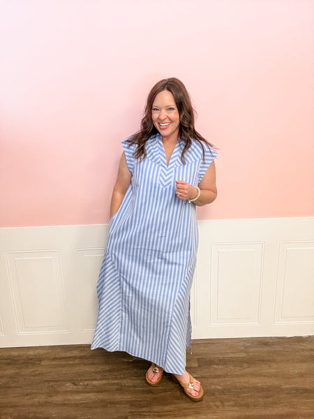 Bluebell Stripe Collared Maxi Dress - Just a Small Town Girl