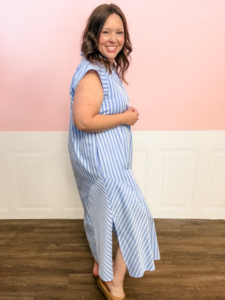 Bluebell Stripe Collared Maxi Dress - Just a Small Town Girl