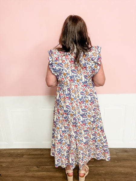 Bluebird Botanical Midi Dress - Just a Small Town Girl