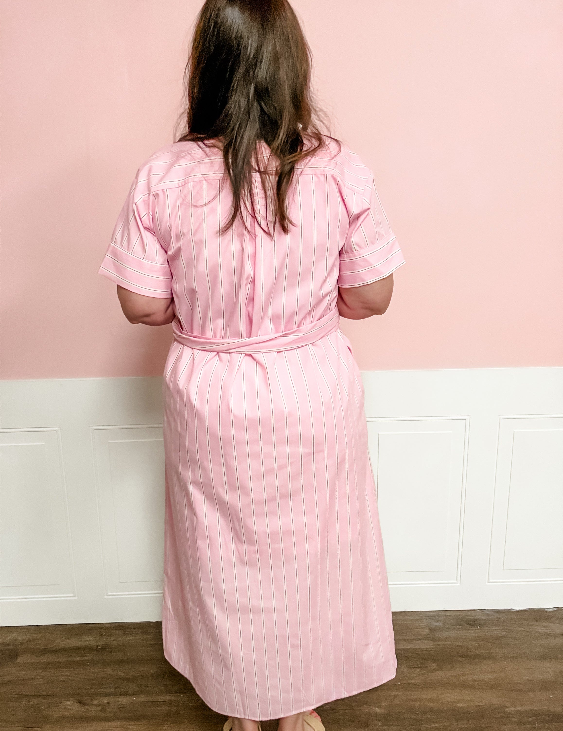 Blush Hour Stripe Tie - Waist Dress - Just a Small Town Girl