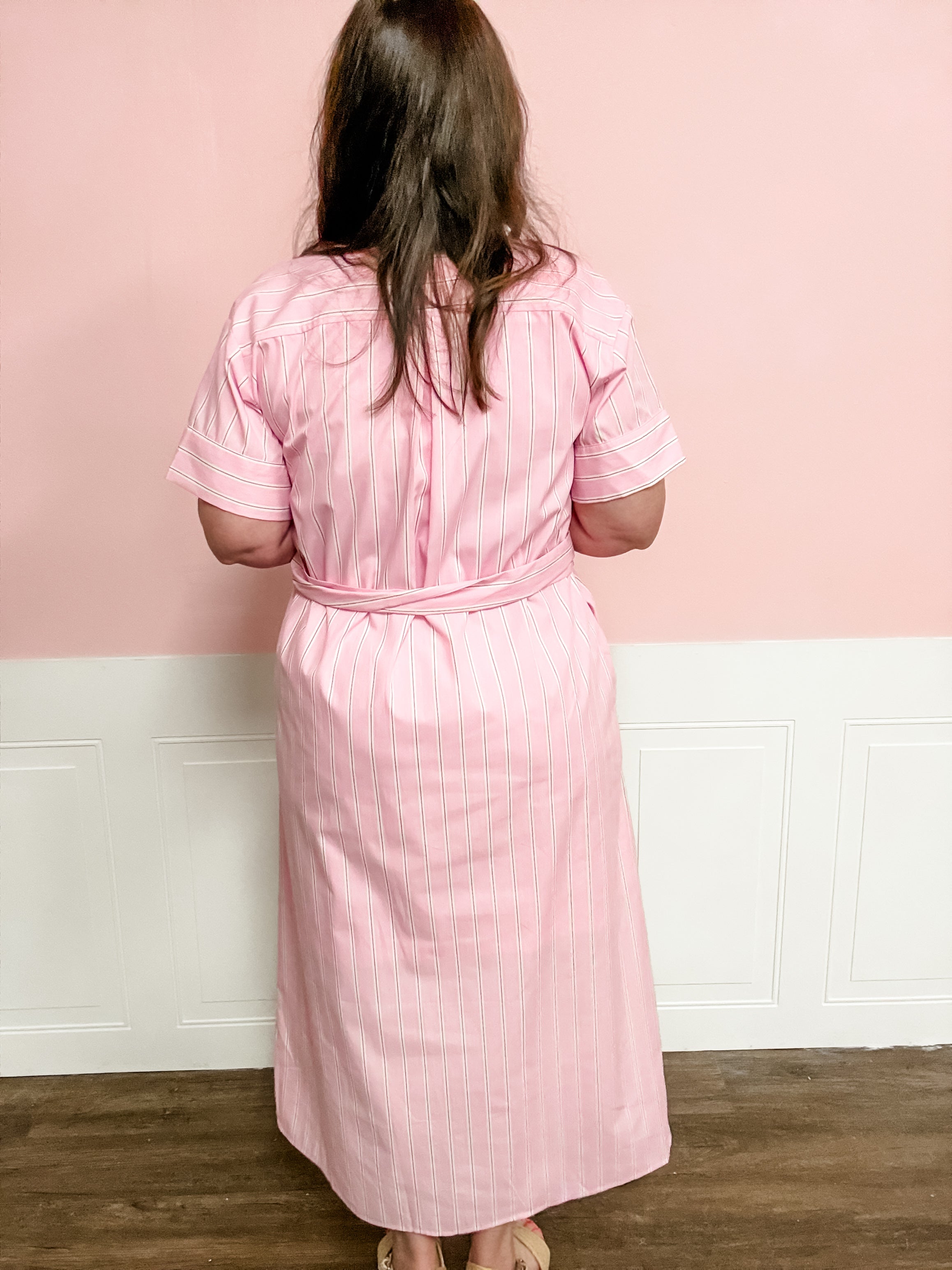 Blush Hour Stripe Tie - Waist Dress - Just a Small Town Girl