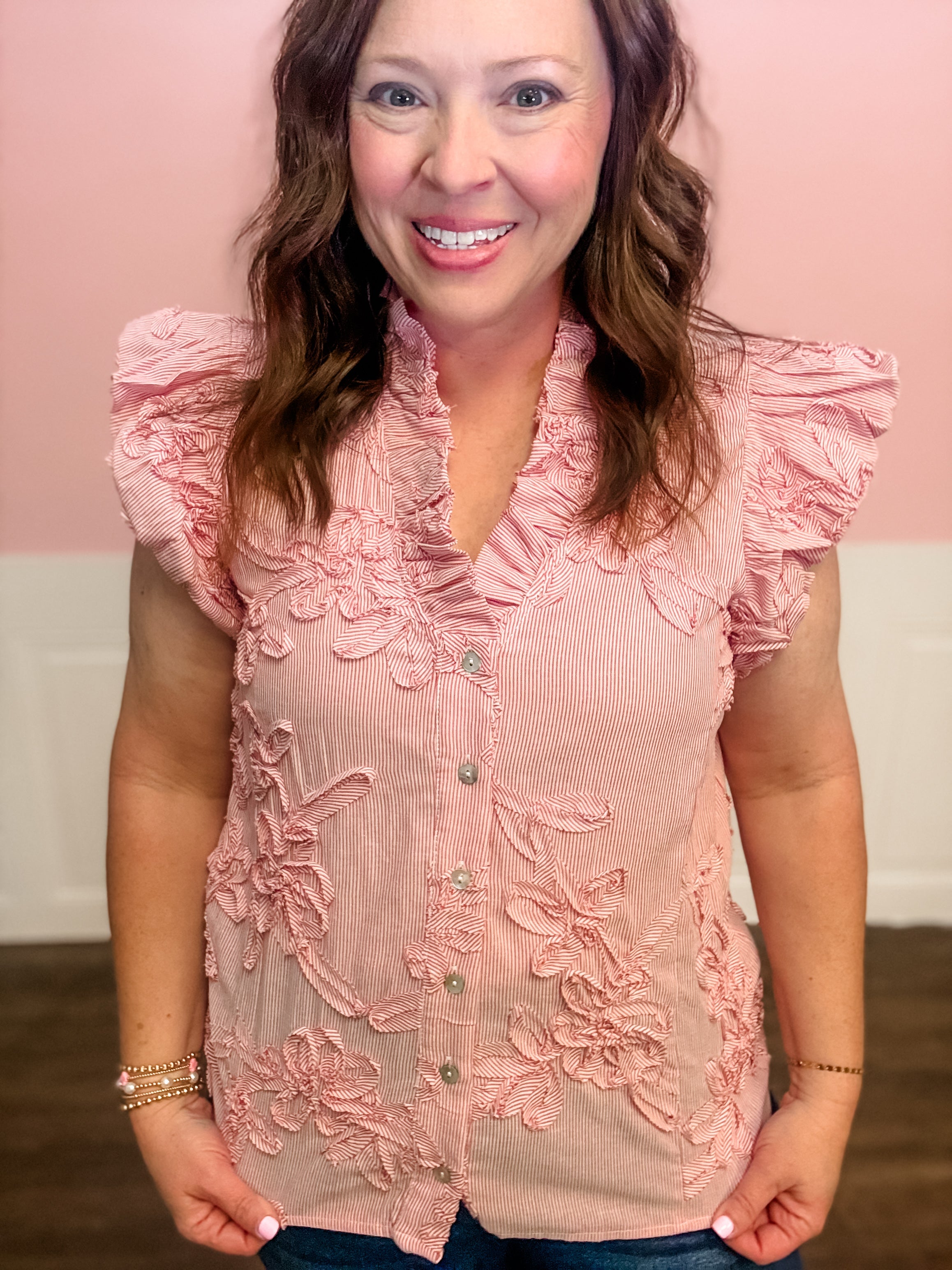 Blushing Garden Ruffle Top - Just a Small Town Girl